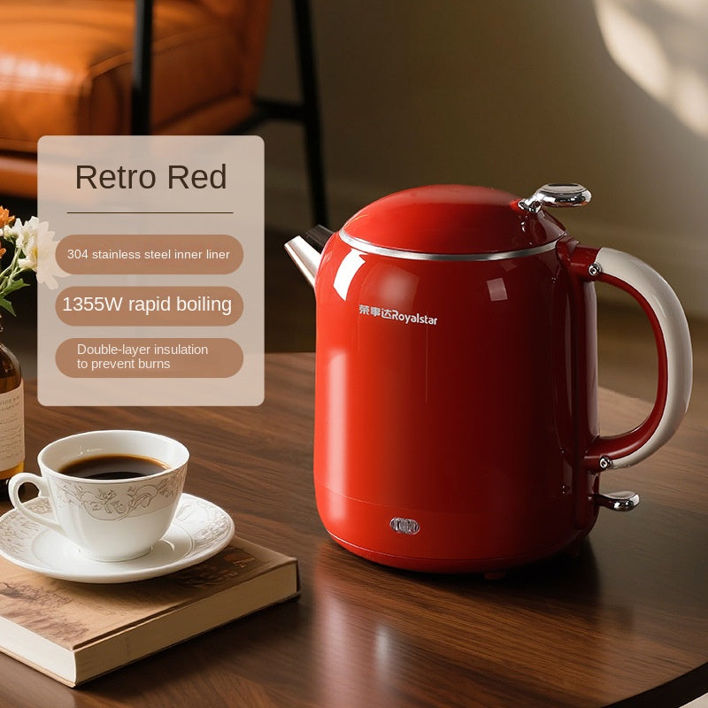 Retro Electric Kettle 304 Stainless Steel Water Boiler Household Dormitory InnerOne-Button Boiling