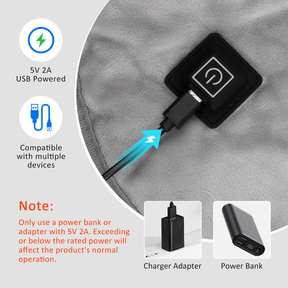 5v3 temperature adjustable heating shawl USB direct insertion electric heating shawl scarf