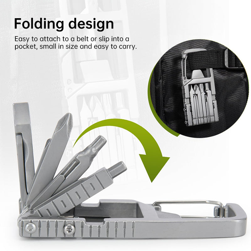 12-in-1 Portable Multitool Screwdriver Set, Folding EDC Pocket Tool with Bottle Opener for Camping, Hiking & Outdoor Repair