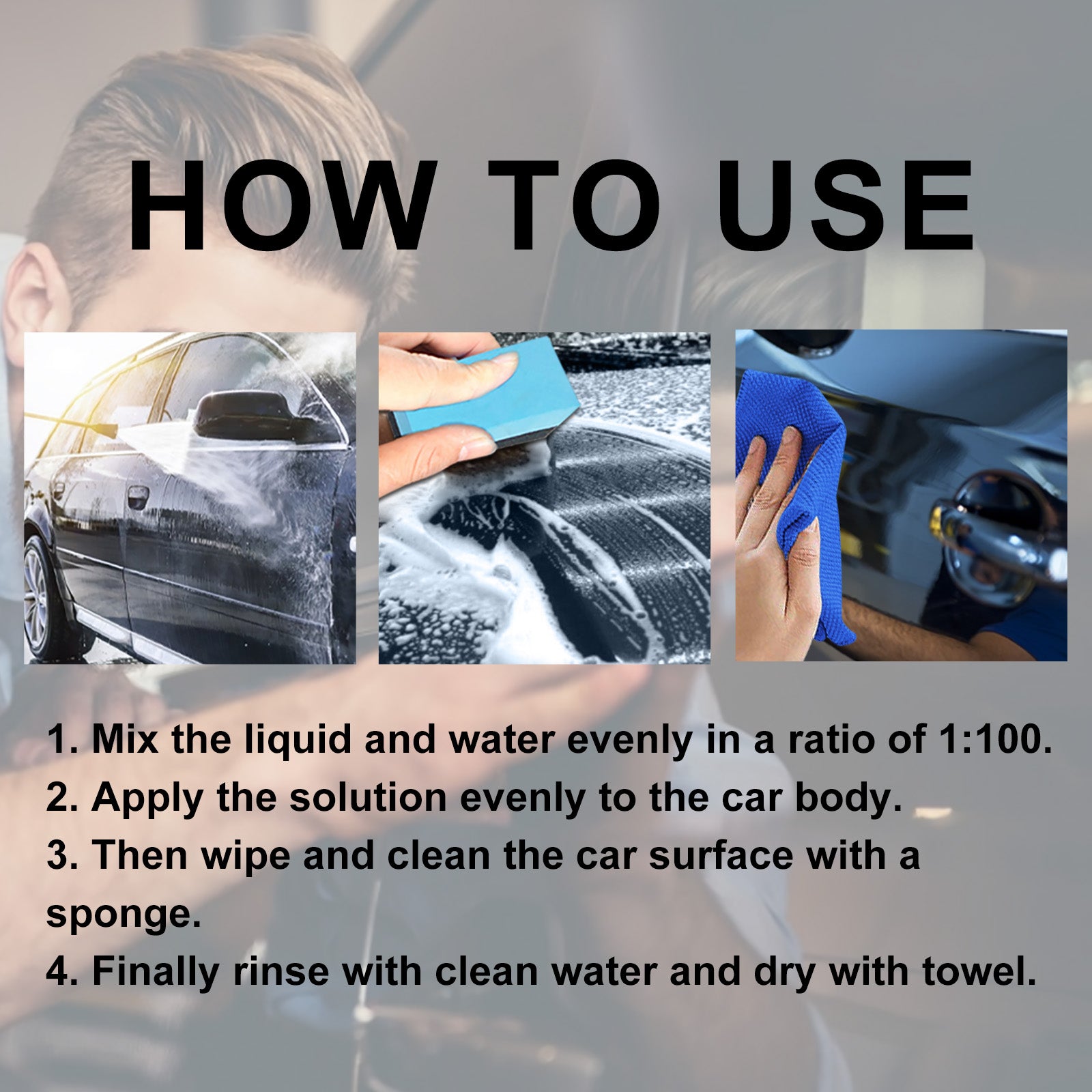 Car Wash Liquid, Car Paint Coating Brightening Cleaning Refurbished Dust Decontamination Maintenance Cleaning Agent