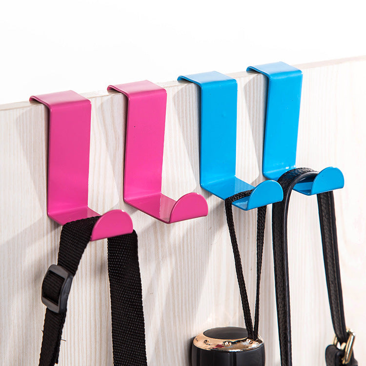 Color Stainless Steel Door Back Double-Use Hook Creative Nail-Free Hook Behind The Door Traceless Coat Hang 2 Packs