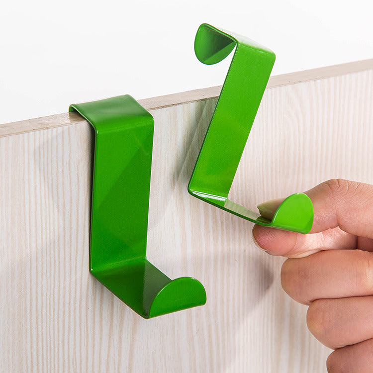 Color Stainless Steel Door Back Double-Use Hook Creative Nail-Free Hook Behind The Door Traceless Coat Hang 2 Packs