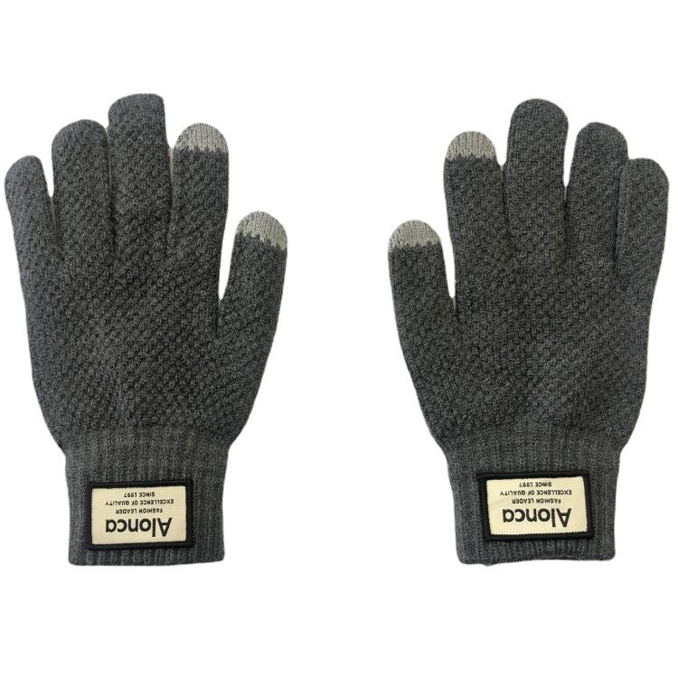 USB Warm Gloves Men's 5-Finger Knitted Touchscreen Electric Heating Gloves for Outdoor Cycling Warmth