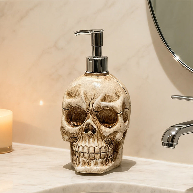 Skeleton Head Design Bathroom Dispenser Bottle, Pump Soap Bottle, Shower Gel Refill Bottle, Decorative Ornament