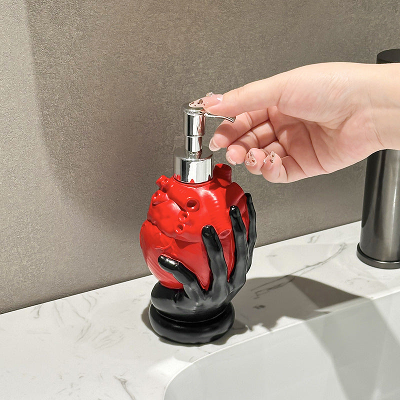 Lightweight Bathroom Handheld Heart-Shaped Liquid Dispenser for Shower Gel, Shampoo, Soap, and Hand Soap Refill Bottles