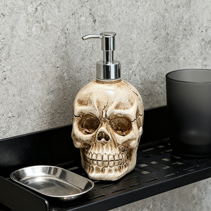 Skeleton Head Design Bathroom Dispenser Bottle, Pump Soap Bottle, Shower Gel Refill Bottle, Decorative Ornament