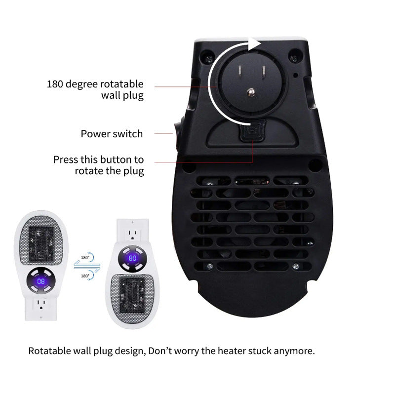 Mini Portable Household Plug In Electric Heater Heater Intelligent Timing With Remote Control LCD Heater