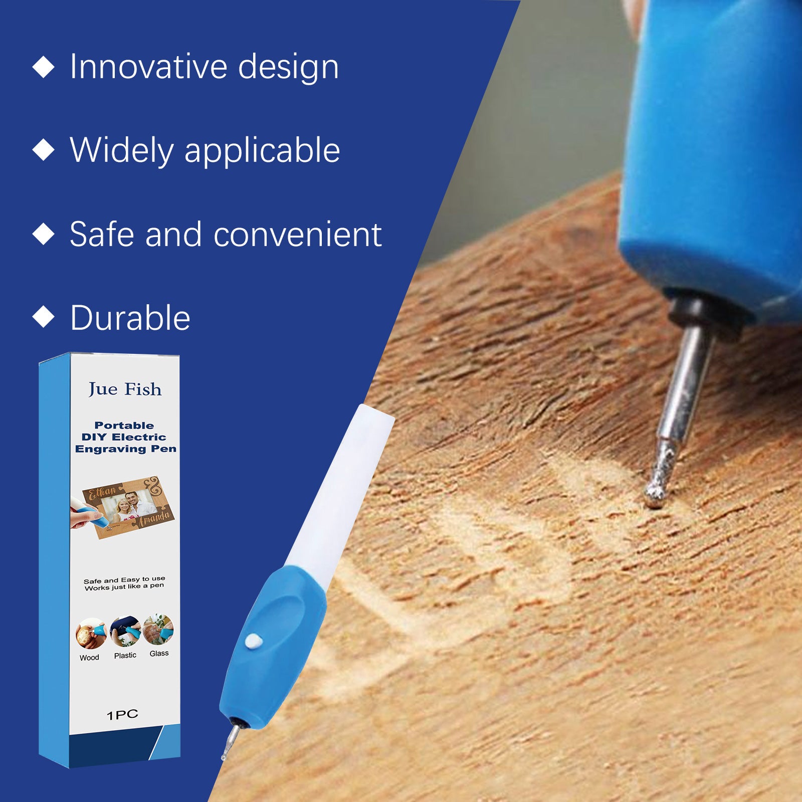 Jue-Fish Portable Diy Electric Carving Pen Woodworking Wood Marks Art Effects Art Carving Pen