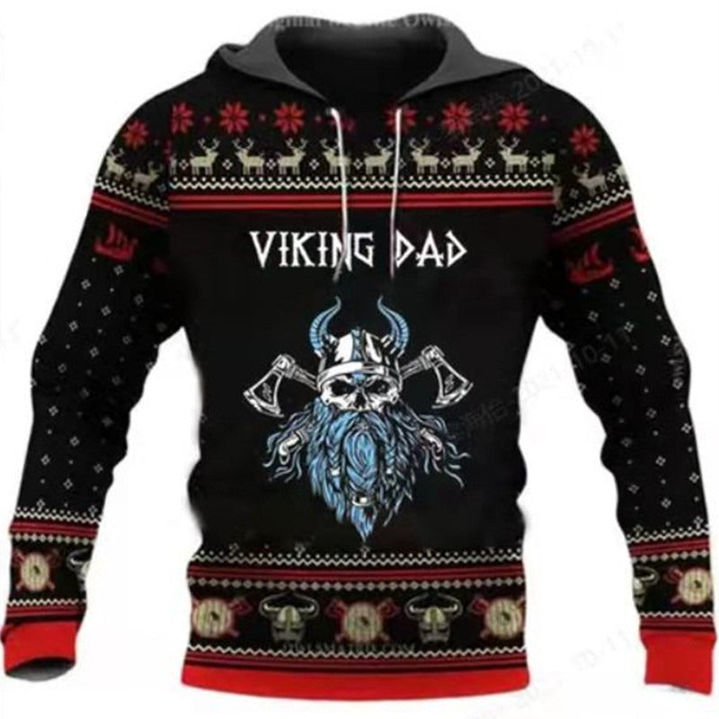 Autumn and winter European and American trendy 3D printed skull hoodie for men's hoodies