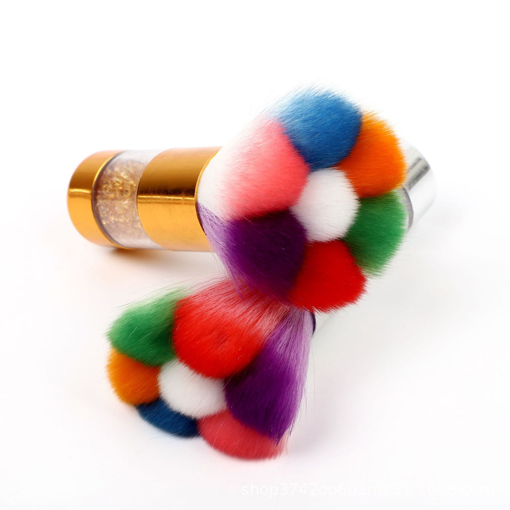 Nail Tools Acrylic Dust Brush Belt Drill Colorful Makeup Brush Cleaning Brush Rainbow Brush