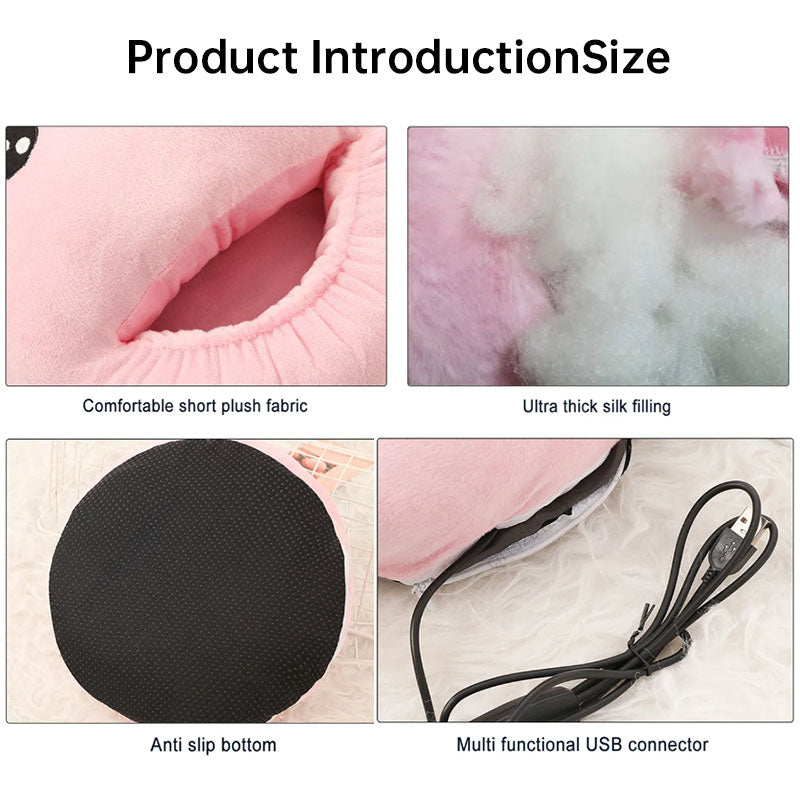 USB Electric Foot Warmer Booties - Soft Heated Slippers for Home, Bedroom & Office Use