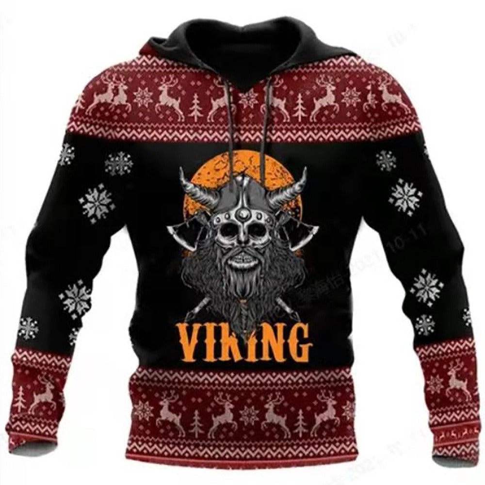 Autumn and winter European and American trendy 3D printed skull hoodie for men's hoodies