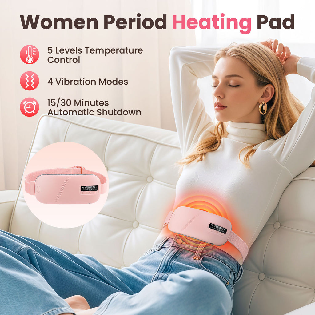 Wireless Heat Therapy Massage Belt for Women - Menstrual Pain Relief &amp; Abdominal Massage Device
