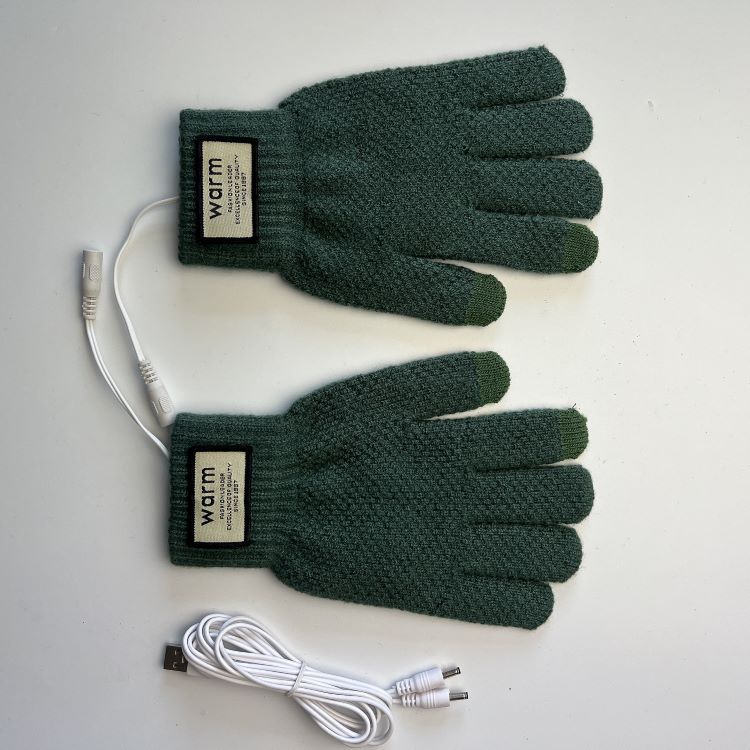 USB Warm Gloves Men's 5-Finger Knitted Touchscreen Electric Heating Gloves for Outdoor Cycling Warmth
