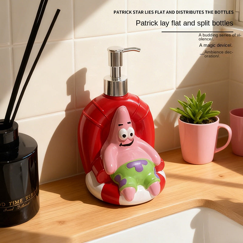 Cartoon Cute Patrick Star Squeeze Bottle for Home Bathroom, High-Design Appearance, Soap Dispenser, Shower Gel Refill Bottle