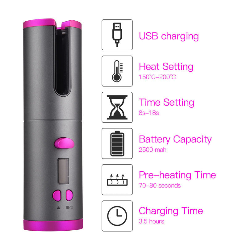 Unbound Automatic Hair Curler Cordless Electric Curling Roller Professional Ceramic Hair Waver Rechargeable Auto Curler Curls