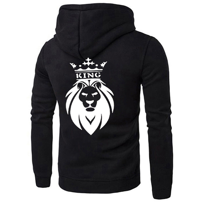 Fashionable KING QUEEN Couple Hoodies Valentine's Day Hooded Sweatshirts with Caps