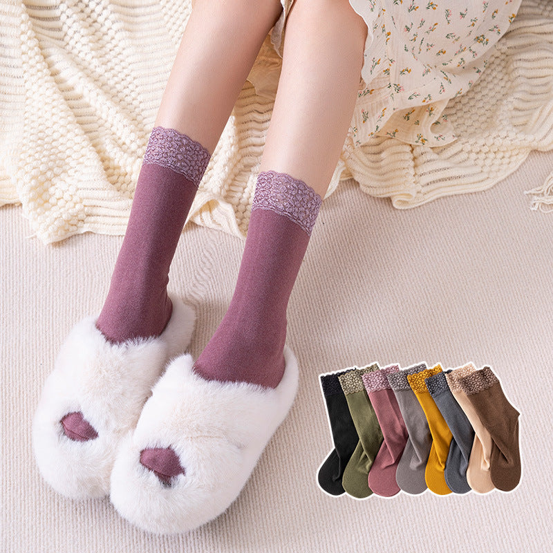 Thermolace lace home floor socks warm and comfortable