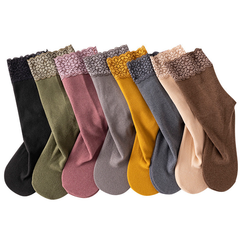 Thermolace lace home floor socks warm and comfortable