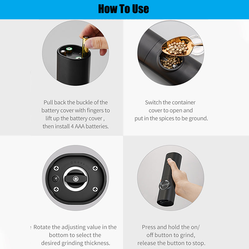Black Pepper Grinder Electric Automatic Key Grinder
