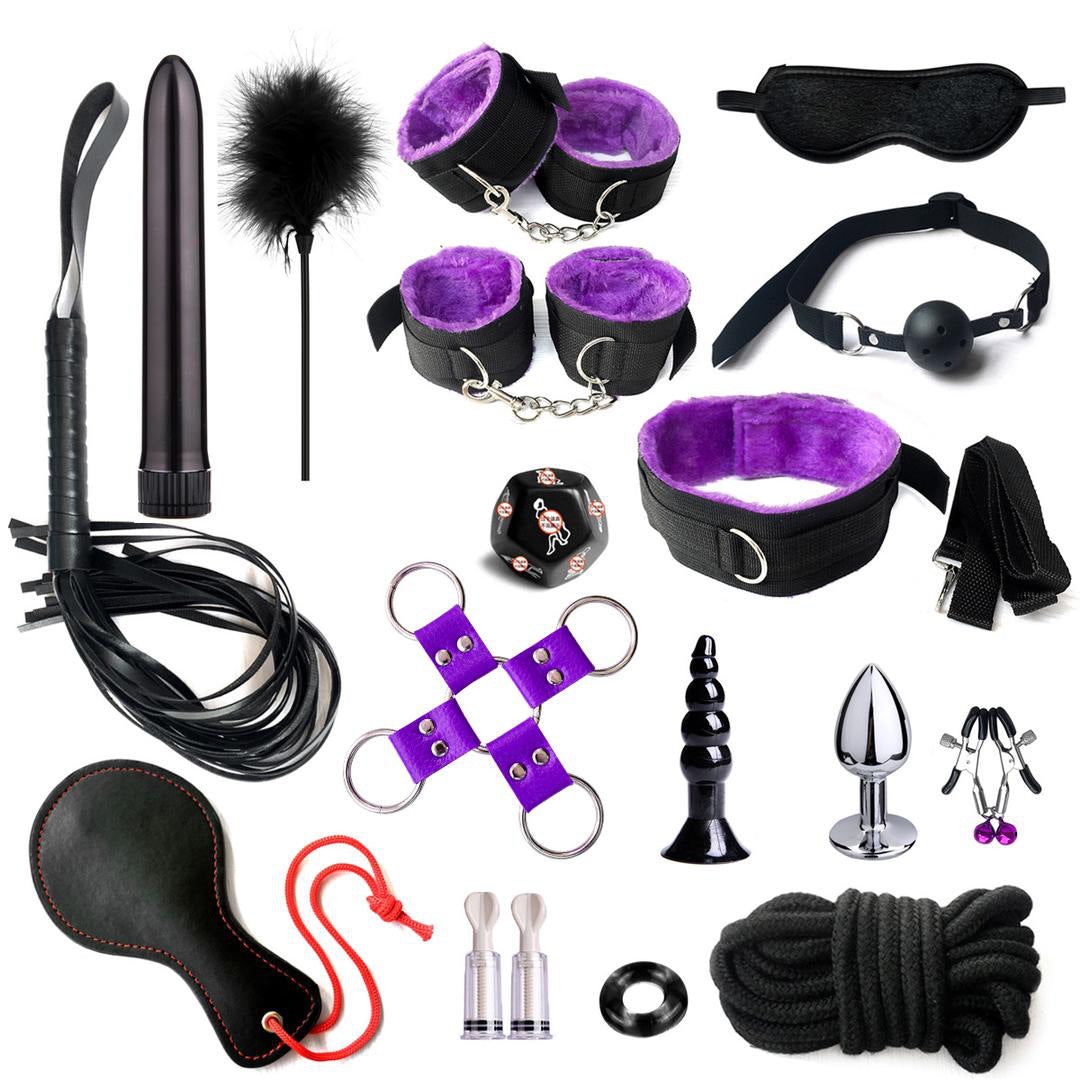 Nylon Plush Set Cross 18-Piece Set 7-Piece Set Leather Handcuffs Plush Anklets