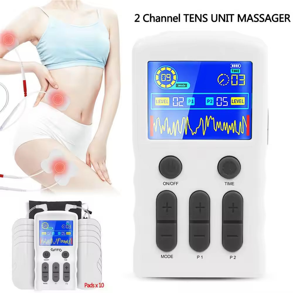 Low Frequency Pulse Electrotherapy Massager Dual Output 25 Modes TENS EMS Muscle Stimulator