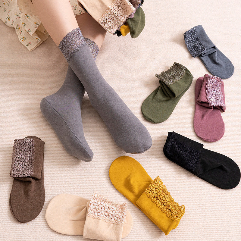 Thermolace lace home floor socks warm and comfortable