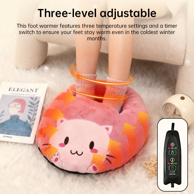 USB Electric Foot Warmer Booties - Soft Heated Slippers for Home, Bedroom & Office Use