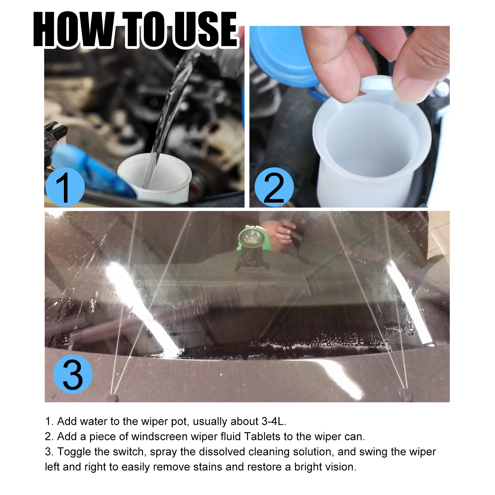 Windshield Cleaner Effervescent Tablet, Clean Decontamination Remove Shellac Film Wiper Effervescent Tablet