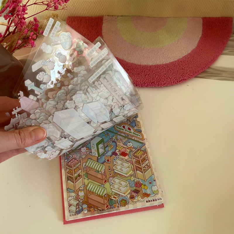 20-Scene DIY 3D Sticker Book: Cartoon Forest Village. Pocket Cabin Scenes, Ideal Birthday Gift for Youngsters