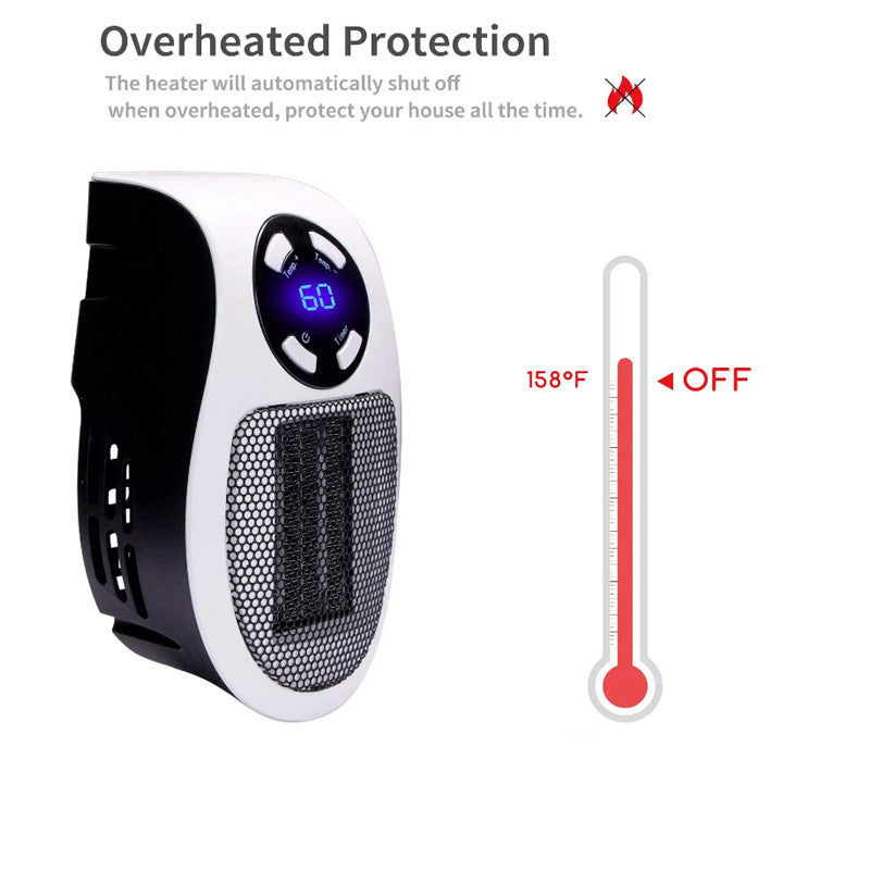 Mini Portable Household Plug In Electric Heater Heater Intelligent Timing With Remote Control LCD Heater