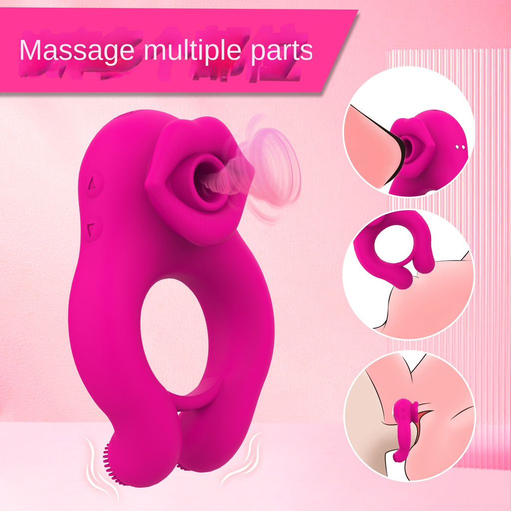 Couple sharing masturbation sucking vibrator nipple vibration locking ring
