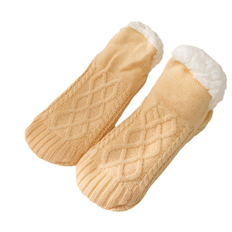 Winter Thickened Fleece Home Floor Socks Warm Fleece Insulated Unisex Adult Dot Glue Socks Indoor Slipper Socks