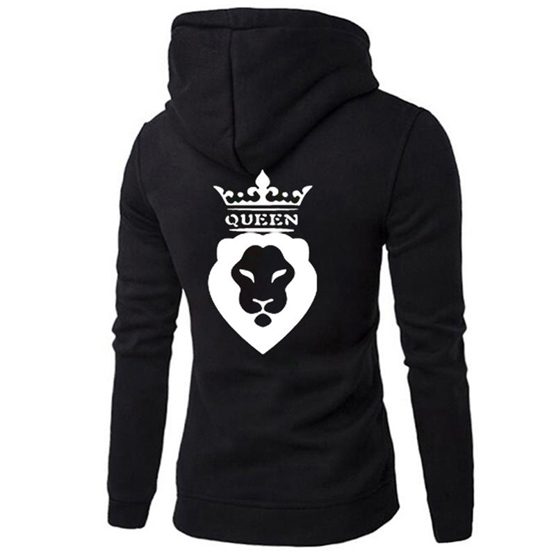 Fashionable KING QUEEN Couple Hoodies Valentine's Day Hooded Sweatshirts with Caps