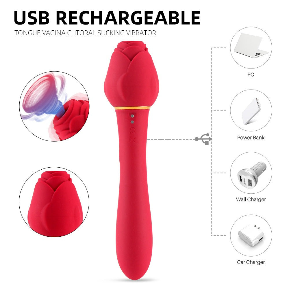 New Variable Frequency Mute Female Handle Rose Vibration Liquid Silicone Massage Stick