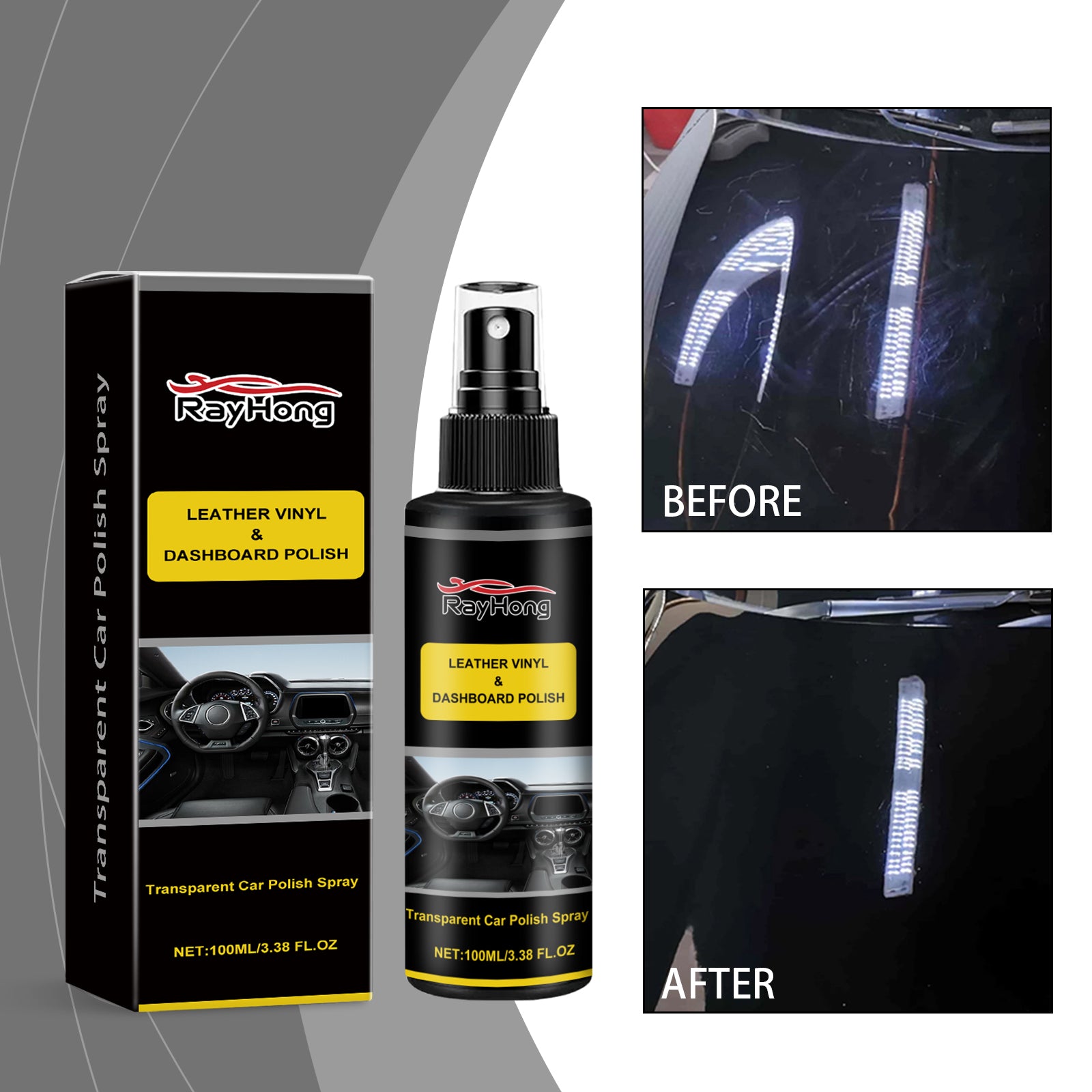 Rayhong Auto Polishing Spray, Auto Paint Polishing Maintenance Anti-Fouling Repair Scratch Care Polishing Agent