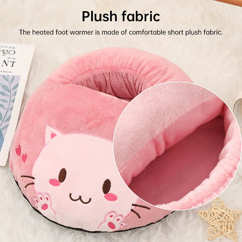 USB Electric Foot Warmer Booties - Soft Heated Slippers for Home, Bedroom & Office Use