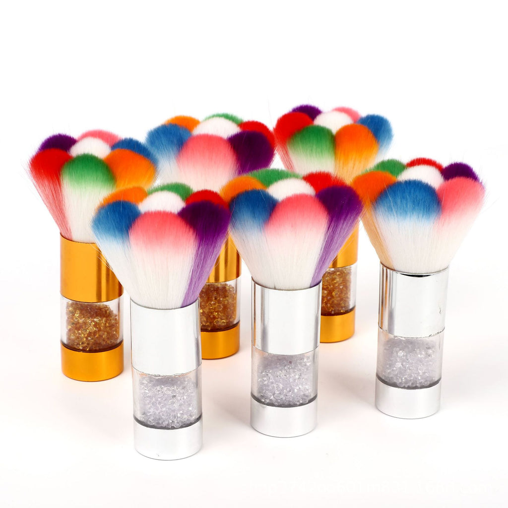 Nail Tools Acrylic Dust Brush Belt Drill Colorful Makeup Brush Cleaning Brush Rainbow Brush