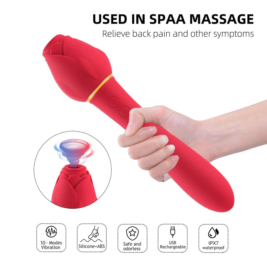 New Variable Frequency Mute Female Handle Rose Vibration Liquid Silicone Massage Stick