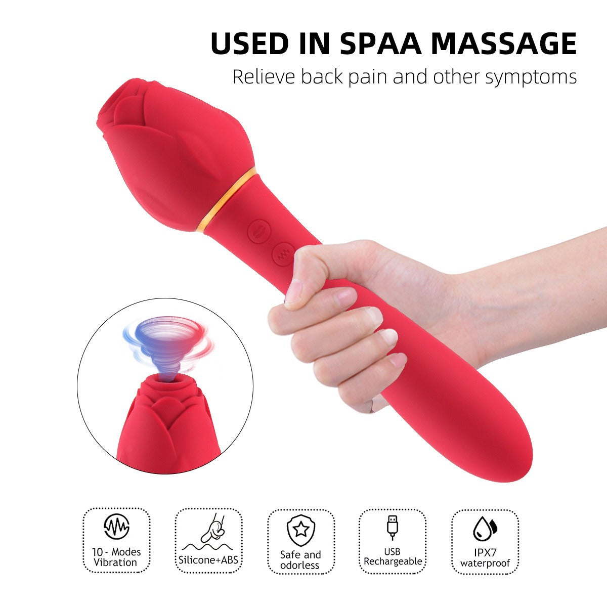 New Variable Frequency Mute Female Handle Rose Vibration Liquid Silicone Massage Stick