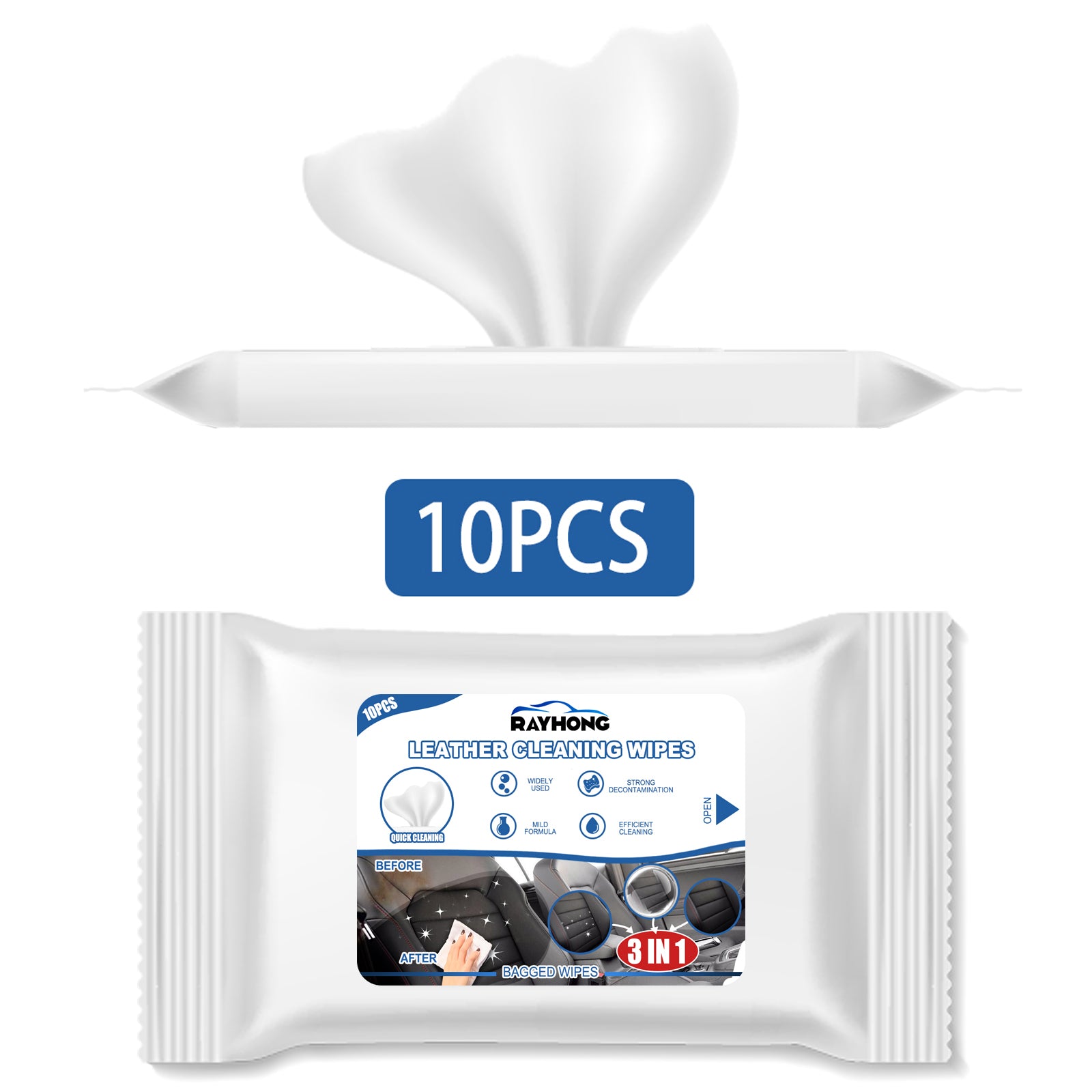 3in1 Car Leather Cleaning Wipes, Seat Interior Cleaning Wipes Wash And Decontaminate Without Water