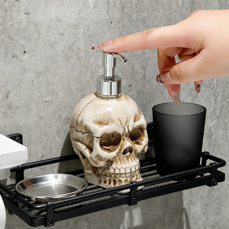 Skeleton Head Design Bathroom Dispenser Bottle, Pump Soap Bottle, Shower Gel Refill Bottle, Decorative Ornament