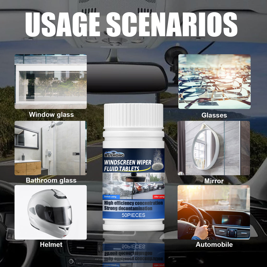 Windshield Cleaner Effervescent Tablet, Clean Decontamination Remove Shellac Film Wiper Effervescent Tablet