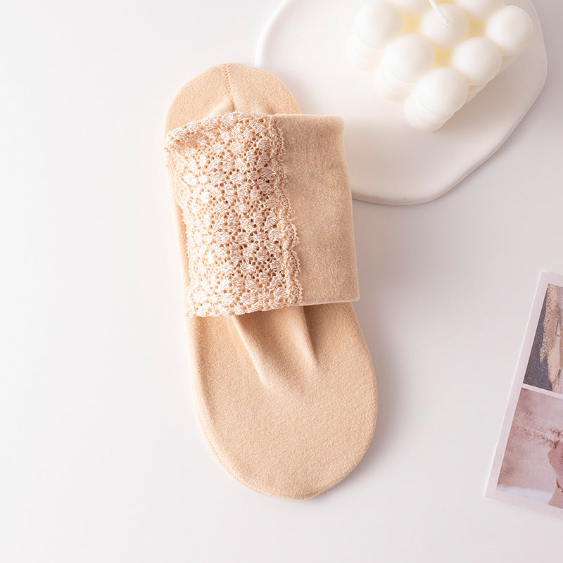 Thermolace lace home floor socks warm and comfortable