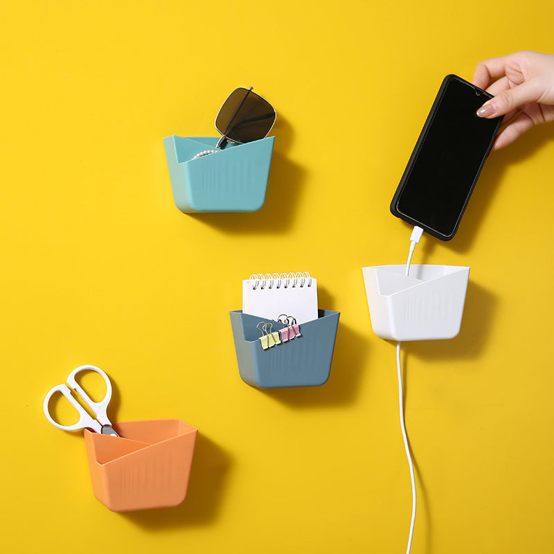 Storage Box Punch-Free Desktop Creative Wall-Mounted Plastic Air Conditioner Remote Control Bedside Mobile Phone Rack