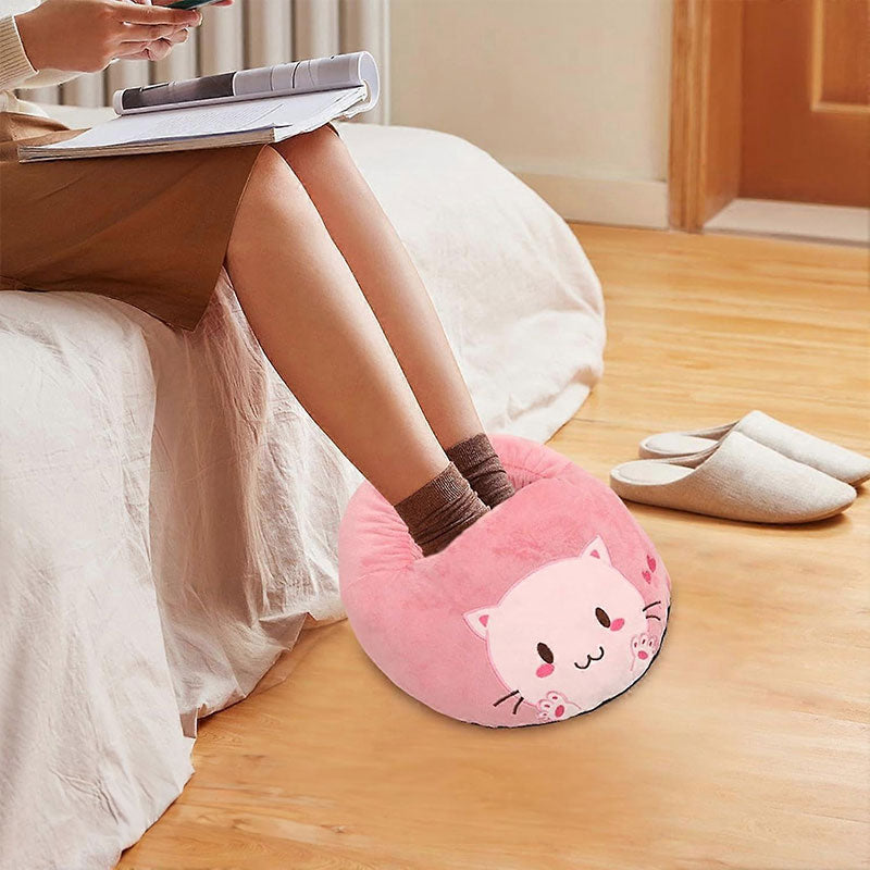 USB Electric Foot Warmer Booties - Soft Heated Slippers for Home, Bedroom & Office Use