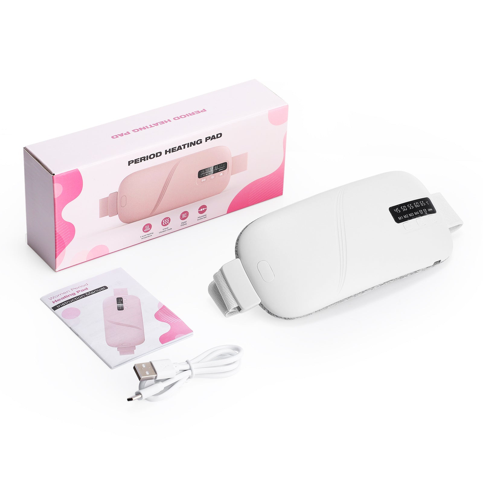 Wireless Heat Therapy Massage Belt for Women - Menstrual Pain Relief &amp; Abdominal Massage Device