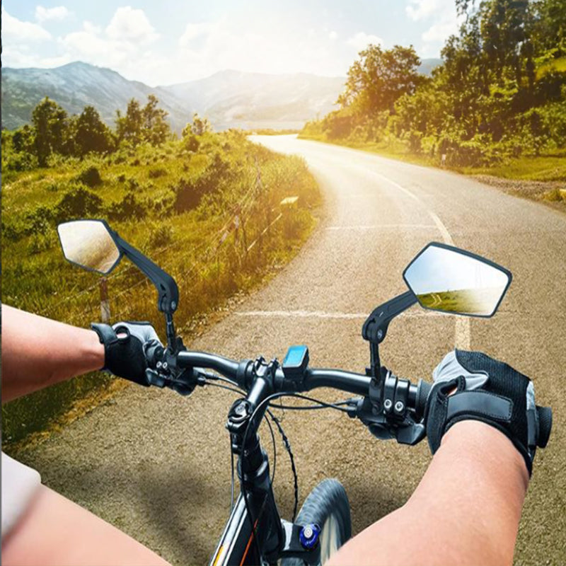 Bike Mirror, Adjustable Handlebar Rear View Mirror for Mountain Road Bicycle - 2 Pack (Black)