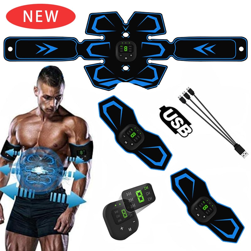 Electric Abdominal Muscle Stimulator EMS Trainer Belt Rechargeable Body Massage Muscle Training Stimulator Gear Fitness Massager