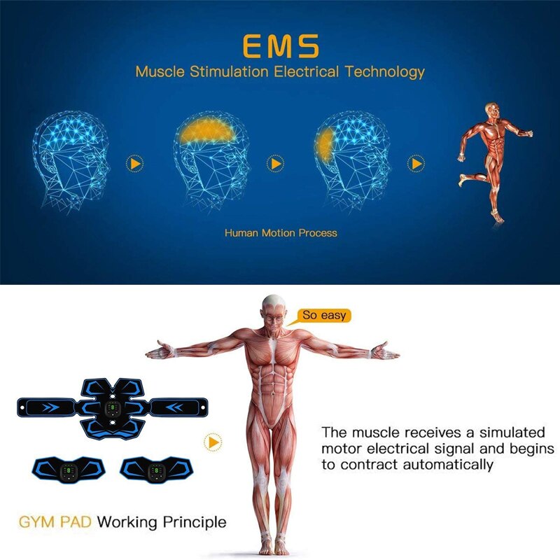 Electric Abdominal Muscle Stimulator EMS Trainer Belt Rechargeable Body Massage Muscle Training Stimulator Gear Fitness Massager